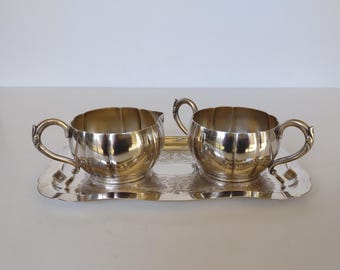 Oneida Silver Creamer and Sugar Bowl Set - Community with Tray
