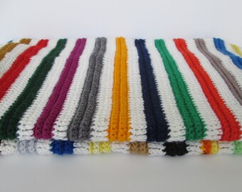 Striped Crocheted Afghan Throw  56" x 44"
