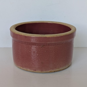 Vintage Small Pink Stoneware Pottery Butter Crock