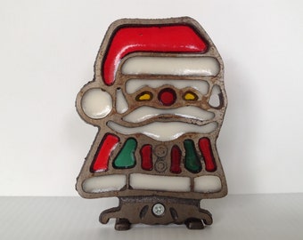 Stained Glass Santa Claus Candle Holder