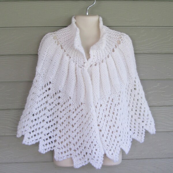 Little Girls White Crocheted Shawl