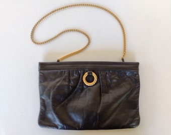 Lovely Morris Moskowitz Black Gold Chain Shoulder or Clutch Bag