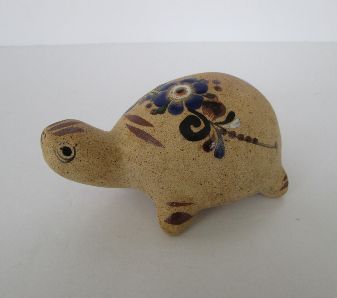 Folk Art Pottery Turtle From Mexico Etsy