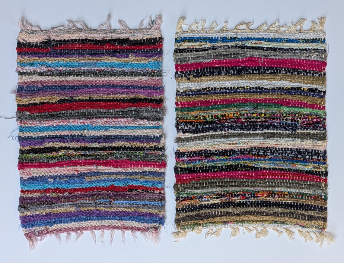 Boho Woven Rag Rug Placemat - 2 Available - You Pick - Etsy