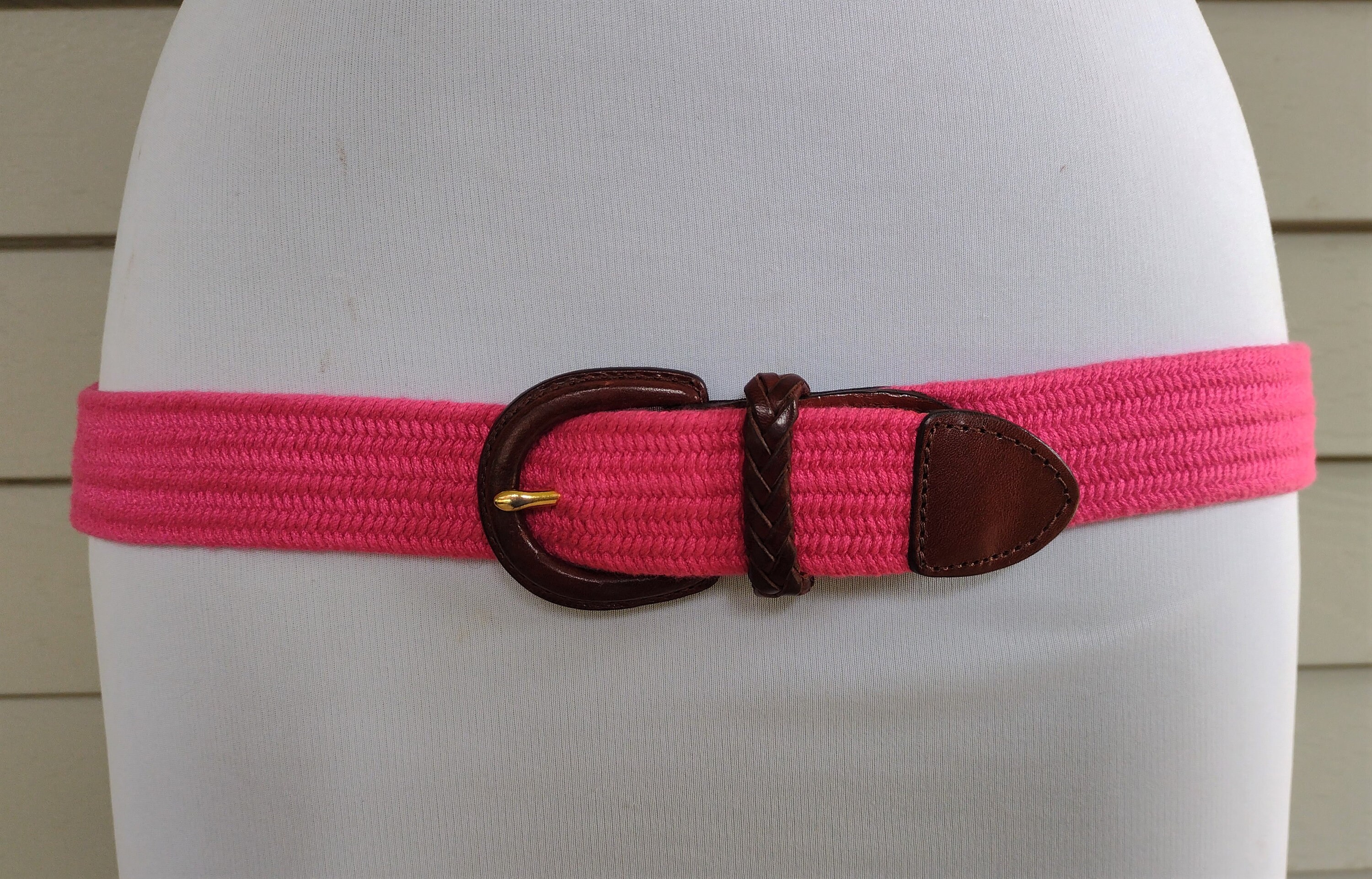 Talbots Pink Stretch Leather Buckle Belt - Womens Size L to  display picture 2