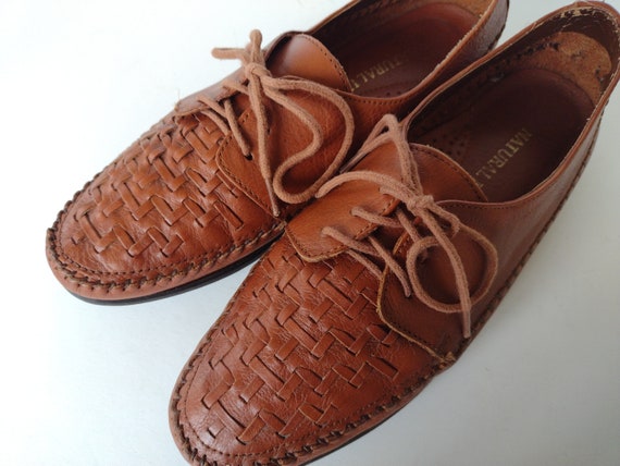 Naturalizer Brown Leather Woven Oxfords - Womens … - image 3