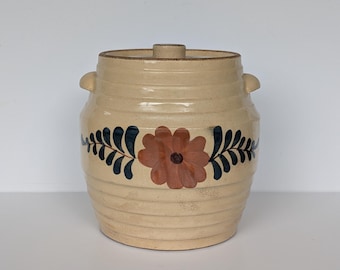 Red Wing Yellow Ware Ribbed Crock Cookie Jar