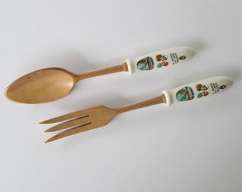 Salad Serving Spoon & Fork Set - Kissing don't last - Cooking do!