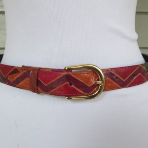 Mediterranean Trading Co Womens Leather Brass Buckle Belt - size S