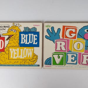 Vintage 1974 Playskool Big Bird & Grover Sesame Street Puzzle Set - Ages 3 to 6