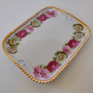 Floral Porcelain Vanity Tray - early 1900&#39;s Rare P.K. Silesia
