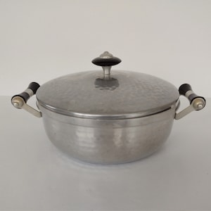 Mid Century Hammered Aluminum Vented Casserole Pan Dish - made in Spain