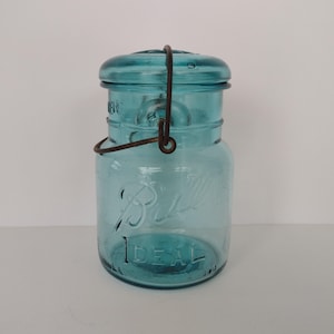 Old Ball Ideal Wire Bail Aqua Glass Mason Jar - one pint #4