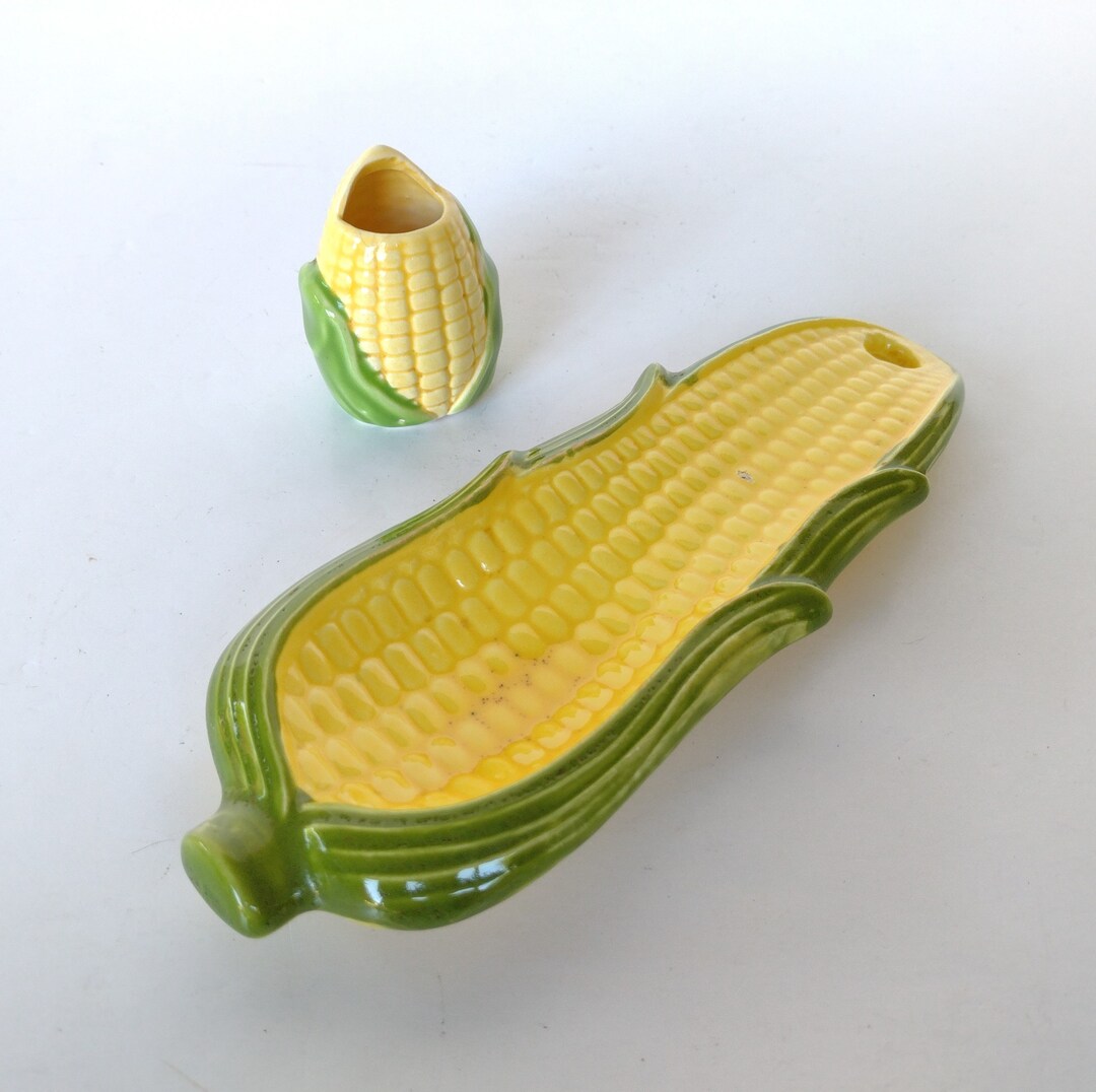 Vintage Corn on the Cob Dish & Toothpick Holder Set Etsy