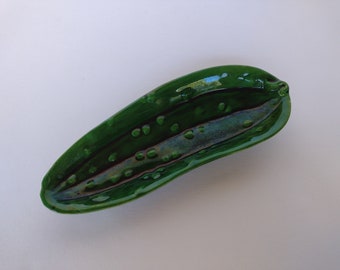 Big Green Pickle Relish Ceramic Serving Dish