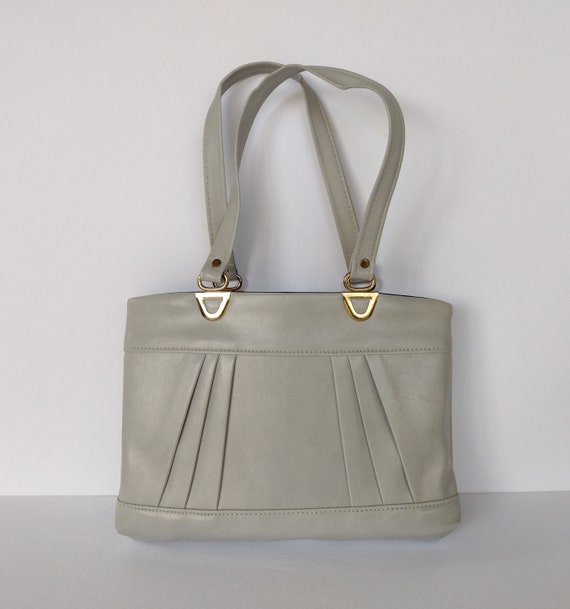 Ladies Lovely Light Gray Top Handle Handbag - Faux