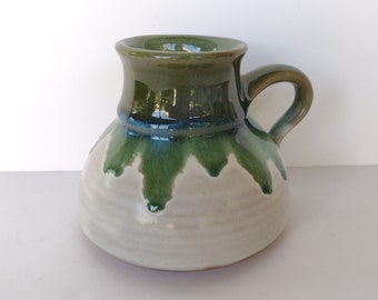 No Spill Green Drip Glaze Pottery Mug