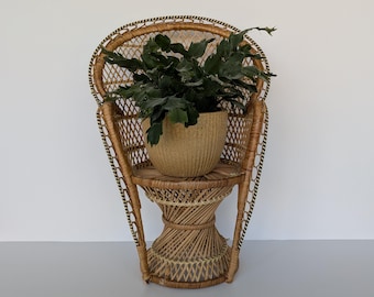 Woven Wicker Chair – Plant, Doll, Plush Stand (16" High)