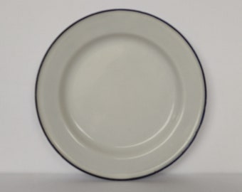 Swedish Enamelware - White Enamel Plate - 7" diameter
