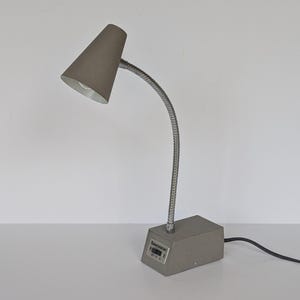 Vintage Taupe Goose Neck Desk Task Lamp - Tensor Mid Century Modern Adjustable Lamp