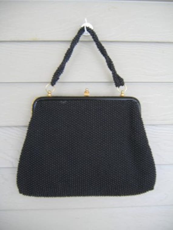 50s Black Beaded Handbag