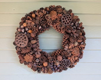 Earthy Genuine Pinecone Wreath - Holiday Christmas or Everyday Wreath