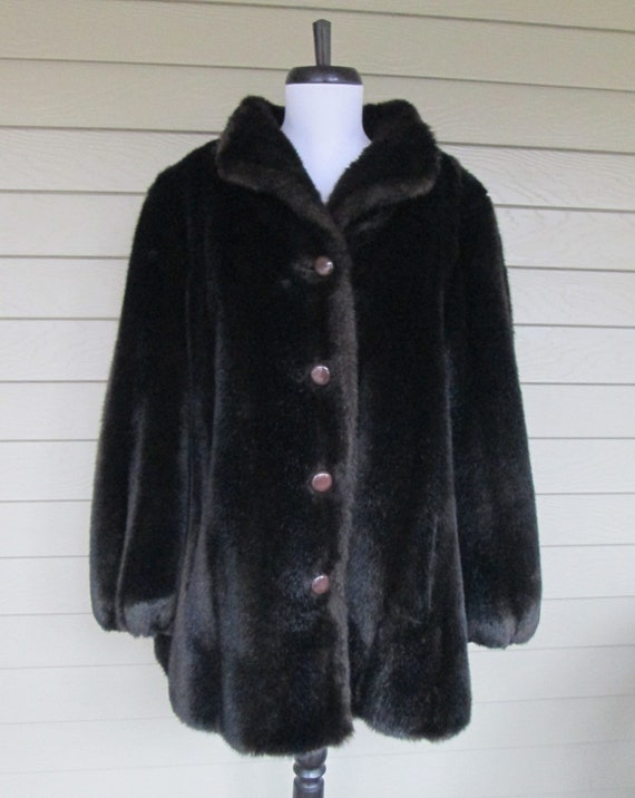 Tissavel Dark Brown Faux Fur Coat - Ladies Size 12 - image 8