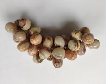 Lovely Banded Onyx Stone Grape Clusters - Light Green Ivory Brown Coral
