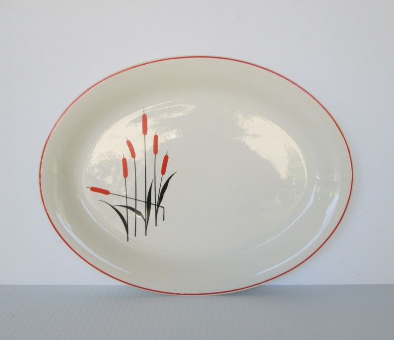 Sweet Oval Cattail Platter by Universal Cambridge