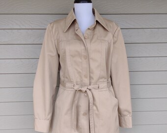 Vintage Montgomery Ward Tan Khaki Short Trench Coat - Womens size 10 today