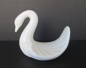 White Ceramic Swan Figurine, Shiny Finish, Home Decor