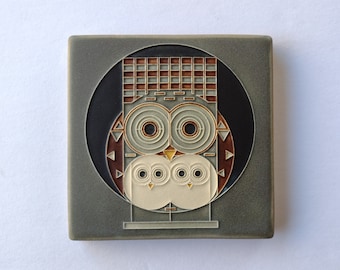 Motawi Tileworks Owl Art Tile - Family Owlbum by Charley Harper