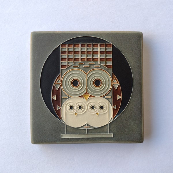 Motawi Tileworks Owl Art Tile - Family Owlbum by Charley Harper