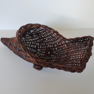 Woven Wicker Cornucopia Basket - Horn of Plenty