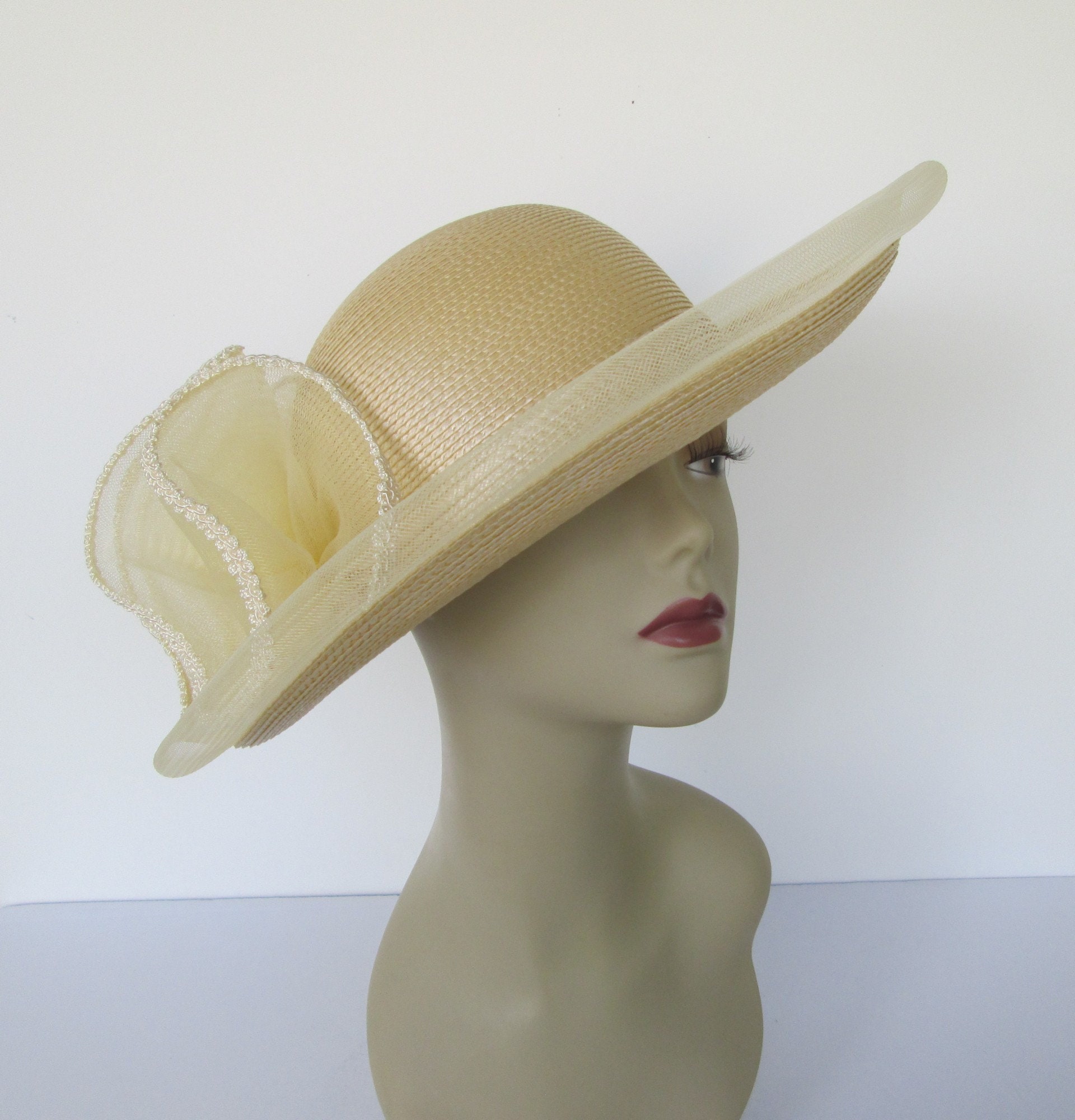 Ivory Straw Deborah New York Ladies Vintage Hat | Etsy