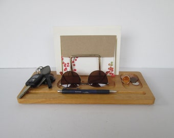 Solid Wood Dresser Valet - Mens Tray for Jewelry Wallet Letters Change etc.