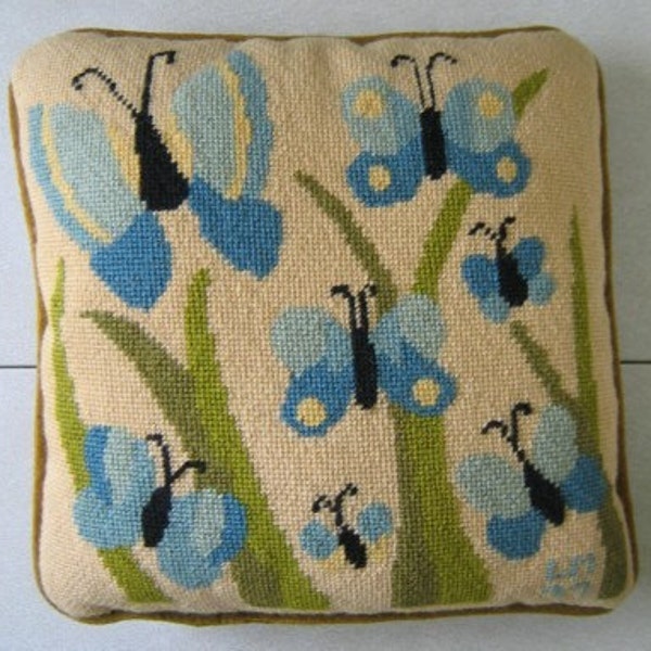 Butterfy Needlepont Pillow