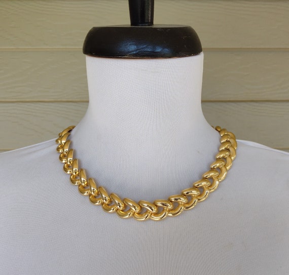 Lovely Gold Tone Chain Link Statement Necklace - image 1