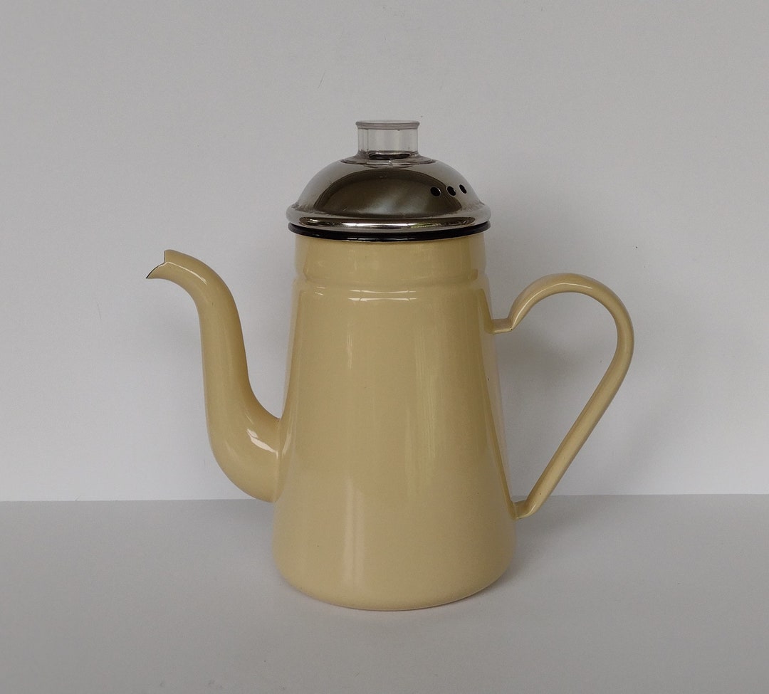 Soft Yellow Enamelware Coffee Pot Etsy