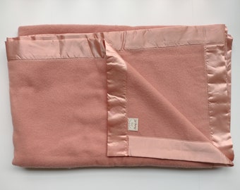 St. Mary's Pink All Pure Wool Blanket - 72" X 90" Twin or Double Size - New Old Stock!