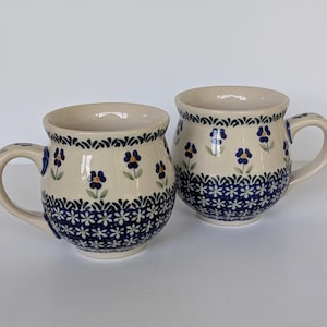 Polish Pottery Bubble Mug Set of 2 - Hand Made Boleslawiec Poland - Tea Coffee Cup