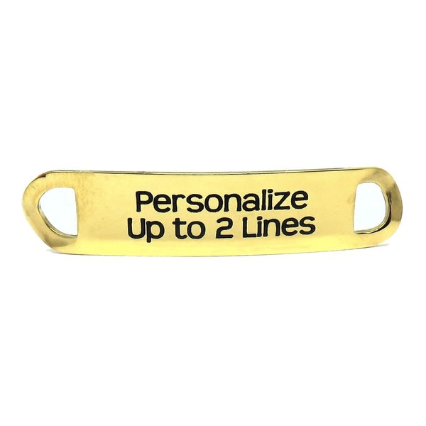 Gold Bracelet Centerpiece Bar - 45mm x 10mm or 1-3/4" x 3/8" Custom Stainless Steel - Personalized - Connector - WIDE - Names, logo, words