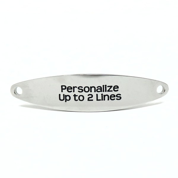 Silver Oval Bracelet Centerpiece Bar - 50mm x 11mm or 2" x 9/16" Stainless Steel - Personalized - Custom - Connector -  Names, logo, words