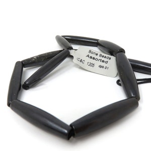 Bone Bead Tube Black Beads - 35mm x 7-8mm - 11 Beads - Hairpipe