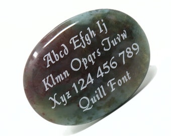 Measures 1.5 inch or 40mm No holes Pocket Stone Custom Engraved Personalized Words or Simple Logo BLACK Worry Stone