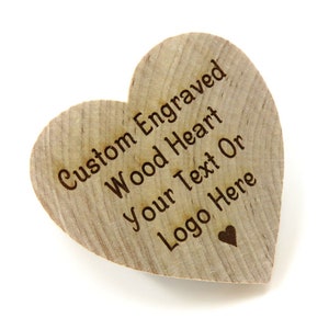 HolzHerz unfertig 2 1/2 Zoll - Gravur Personalisiert Keine Löcher Liebe - Hochzeit - Party - Jahrestag - Erinnerung