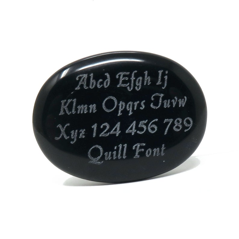 Measures 1.5 inch or 40mm No holes Pocket Stone Custom Engraved Personalized Words or Simple Logo BLACK Worry Stone