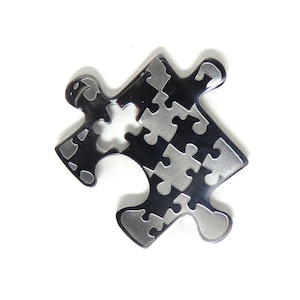 Puzzle Piece Stainless Steel Pendant 26 x 31 mm or 1 x 1 1/4 inches - Symbol for Autism Awareness - Not Flat
