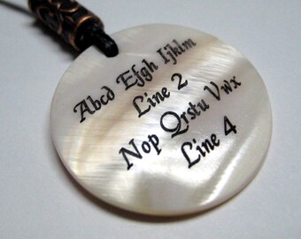 Personalized White Shell Round Pendant Necklace 32mm - Custom Engraved