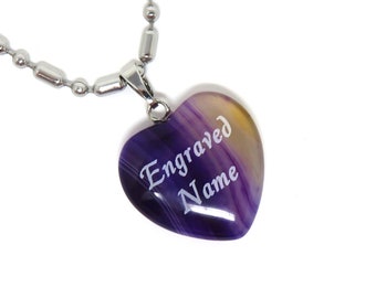 Purple Lavender Necklace Personalized Engraved Heart Custom Gift Pendant-Valentines Day Love Purple Lavender Necklace Personalized Engraved Heart Custom Gift Pendant-Valentines Day Love